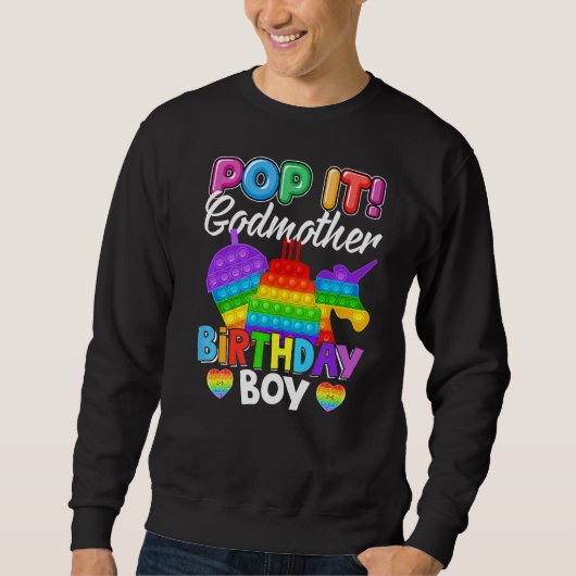 Pop it Godmoeder Birthday Boy Fidget Kind Matching Trui (Voorkant)