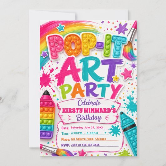 Pop-It Kunst Verjaardagsfeestje Kaart (Voorkant)