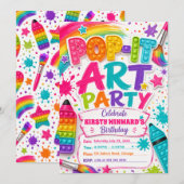 Pop-It Kunst Verjaardagsfeestje Kaart (Voorkant / Achterkant)
