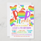Pop It Party Birthday Invitation - Rainbow Kaart (Voorkant)