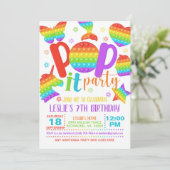 Pop It Party Birthday Invitation - Rainbow Kaart (Staand voorkant)