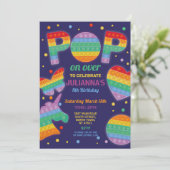 Pop it Party Fidget Birthday Navy Invitation Kaart (Staand voorkant)