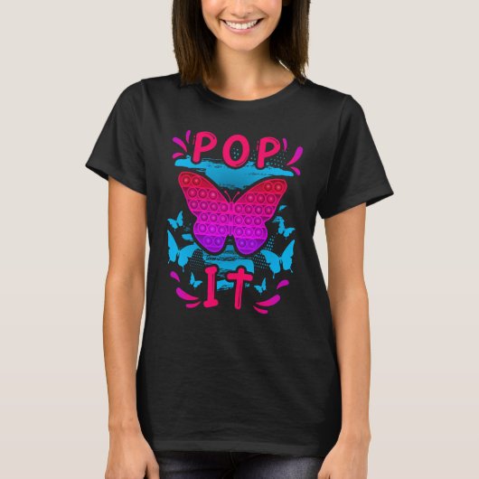 Pop It Pink Butterfly Fidget Speelgoed voor meisje T-shirt (Voorkant)