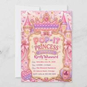 Pop-It Prinses Verjaardagsfeestje Kaart