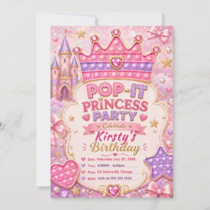 Pop-It Prinses Verjaardagsfeestje Kaart
