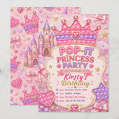 Pop-It Prinses Verjaardagsfeestje Kaart (Voorkant / Achterkant)