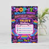 Pop It Roller Disco Verjaardagsfeest Kaart (Staand voorkant)