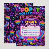 Pop It Roller Disco Verjaardagsfeest Kaart (Voorkant / Achterkant)