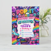Pop It Roller Disco Verjaardagsfeestje Kaart (Staand voorkant)