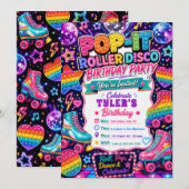 Pop It Roller Disco Verjaardagsfeestje Kaart (Voorkant / Achterkant)