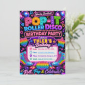 Pop It Roller Disco Verjaardagsfeestje Kaart (Staand voorkant)