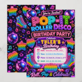 Pop It Roller Disco Verjaardagsfeestje Kaart (Voorkant / Achterkant)