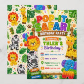 Pop It Safari Verjaardagsfeestje Kaart (Voorkant / Achterkant)