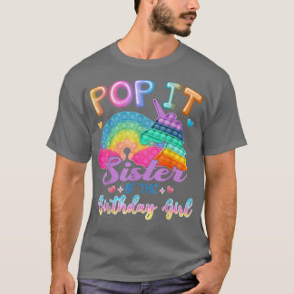 Pop It Sister of the Birthday Girl Kids Family Mat T-shirt