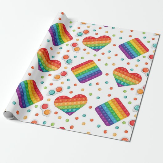 Pop It Speelgoed regenboogkleuren Birthday Cadeaupapier (Uitgerold)