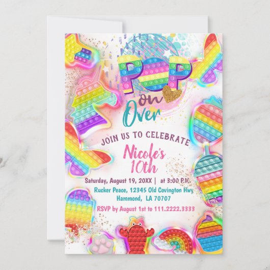 Pop it Uitnodiging (Voorkant)