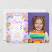 Pop it Verjaardagsfotouitnodiging Kaart (Voorkant)