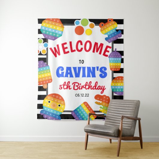 Pop It-verjaardagsuitnodiging, Pop Fidget-welkomst Wandkleed (In situ)