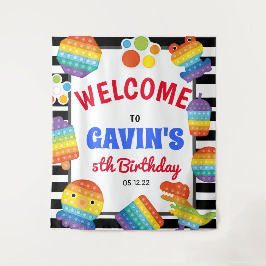 Pop It-verjaardagsuitnodiging, Pop Fidget-welkomst Wandkleed (Voorkant)