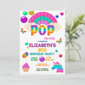 Pop It verjaardagsuitnodiging, Pop It Party Kaart (Staand voorkant)