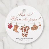 Pop it when she pops! - Cowboy Baby shower Bedankjes Labels (Voorkant)