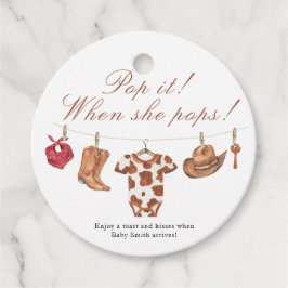 Pop it when she pops! - Cowboy Baby shower Bedankjes Labels