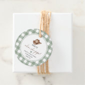 Pop it when she Pops Green Gingham Cowboy  Bedankjes Labels (In situ)