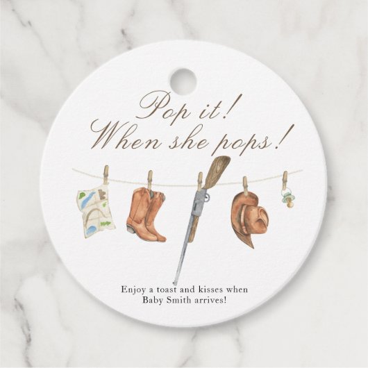 Pop it when she pops! - Hunter Baby shower Bedankjes Labels (Voorkant)