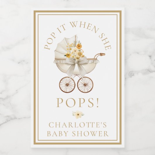 Pop It When She Pops Neutral Carriage Label Wijn Etiket (Enkel label)
