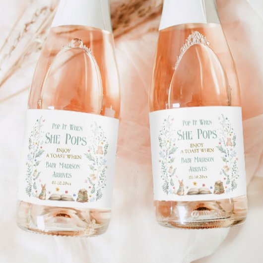 Pop It When She Pops New Chapter Baby Shower  Sparkling Wijnetiket