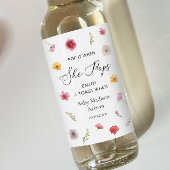 Pop It Wildflower Baby shower Champagne Wijn Etiket