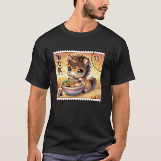 Pop Japanse Kunst Postzegel Cute Paard Veulen Ram T-shirt