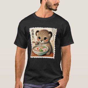 Pop Japanse Kunst Postzegel Noedels Jachtluipaard T-shirt