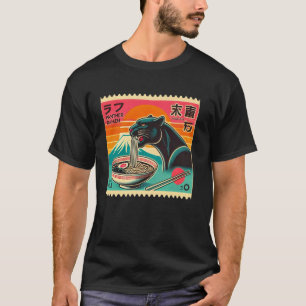 Pop Japanse Mt. Fuji Postzegel Noedels Panthe T-shirt