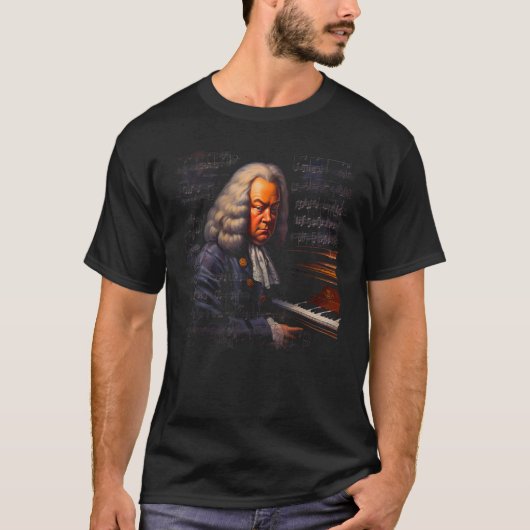 Pop Johann Sebastian Bach Muziekpianist T-shirt (Voorkant)