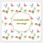 Pop Kanji Dinosaur Vierkante Sticker (Voorkant)