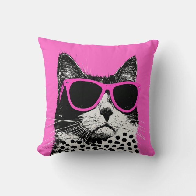 Pop Kat en Hond Tweepunts Worpkussen Kussen (Voorkant)