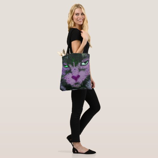 Pop Kat Roze Canvas tas (Op model)