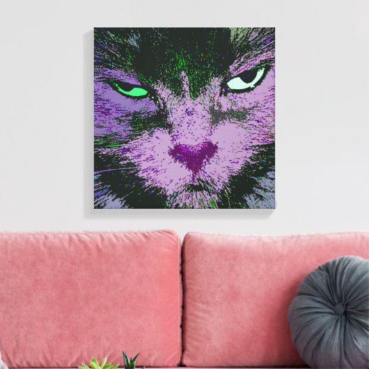 Pop Kat Roze Verpakte Canvas Print (Insitu (Woonkamer))