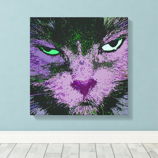 Pop Kat Roze Verpakte Canvas Print (Insitu (Houten vloer))