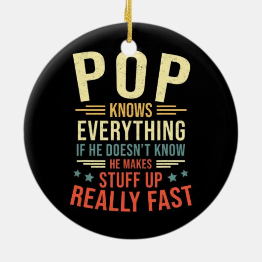 Pop kent alles beste Pop Funny Pop Vader Keramisch Ornament (Achterkant)