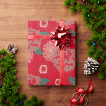 Pop kerstmisFlowerBurst-omslagpapier rood groen