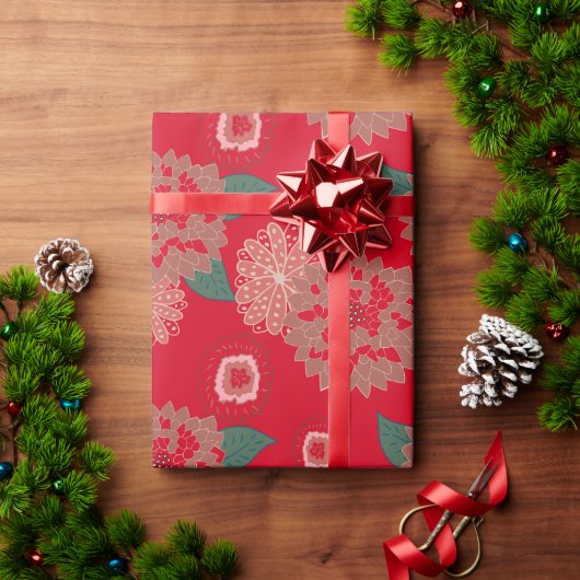 Pop kerstmisFlowerBurst-omslagpapier rood groen Cadeaupapier (Feestdagen Geschenken)
