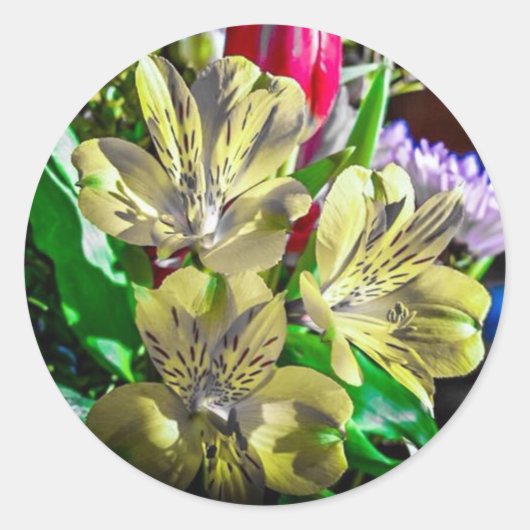 Pop Kleur Bloemen Sticker (Voorkant)