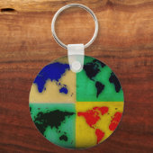 pop kleur wereldkaart sleutelhanger (Voorkant)