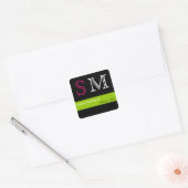 Pop Kleuren in Roze Groen en Zwart Vierkante Sticker (Envelop)