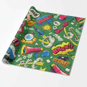 Pop kleurloos naadloos patroon met komische snelhe cadeaupapier