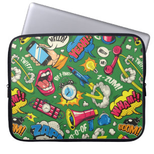 Pop kleurloos naadloos patroon met komische snelhe laptop sleeve