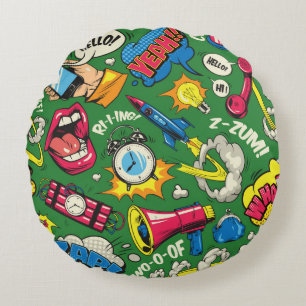 Pop kleurloos naadloos patroon met komische snelhe rond kussen