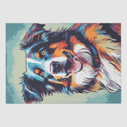 Pop Kunst: Australian Shepherd Decoupage Tissuepapier (Voorkant)
